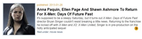 Paquin is given first billing and Rogue is the only image shown.
