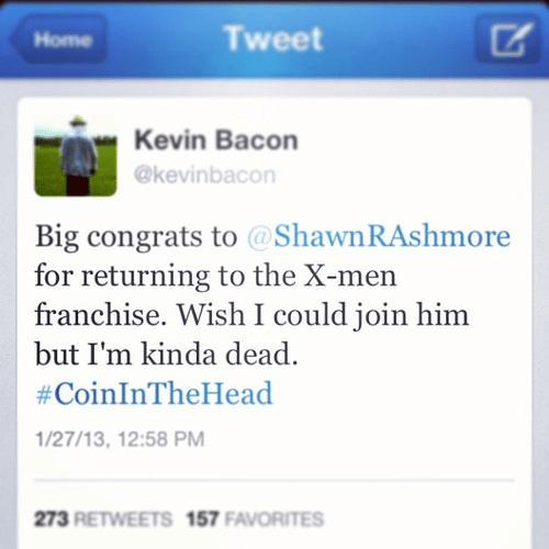Kevin Bacon #CoinInTheHead Twitter